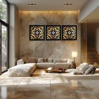 Modern style maltese cross frame tile 005