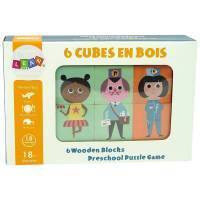 Wooden Blocks Assemble Characters 6 Piece Puzzle Colourful