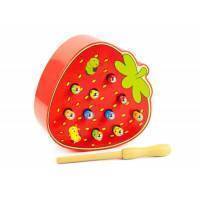 Wooden Skill Game Catch The Bug Strawberry Red