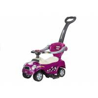 Coupe Car Manual Ride On With Parent Handle - Purple