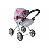 Doll Stroller - Alice Grey & Pink Star Pattern