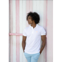 Polo “Cool-Fit” Men – White / Fluo orange embroidery