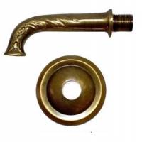 Small fountain spout with etching and 80mm rosette - bronze finish