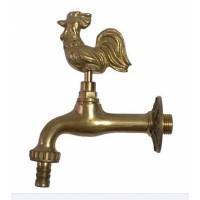 Rooster Themed Garden Tap with bibcock and rosette - polished brass