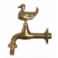 Duck Themed Garden Tap with bibcock and rosette - polished brass
