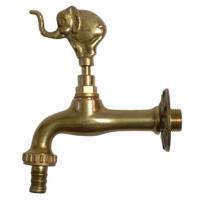 Elephant Themed Garden Tap with bibcock and rosette - polished brass