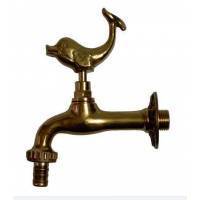 Fish Themed Garden Tap with bibcock and rosette - polished brass