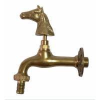 Horse Themed Garden Tap with bibcock and rosette - polished brass