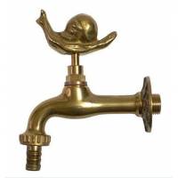 Snail Themed Garden Tap with bibcock and rosette - polished brass