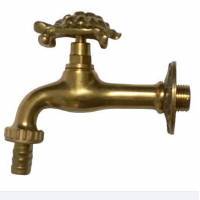 Tortoise Themed Garden Tap with bibcock and rosette - polished brass