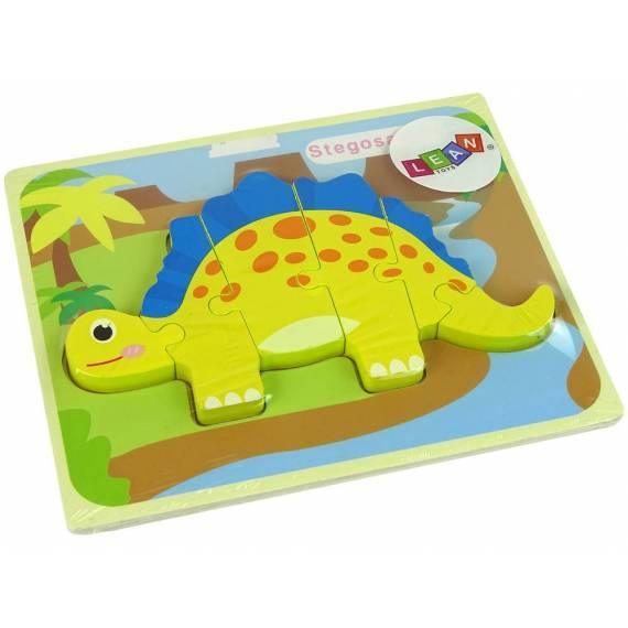 Wooden Puzzle Dinosaur Stegosaurus Yellow