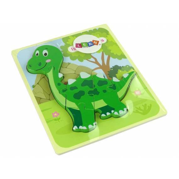 Wooden Isanosaurus Green Dinosaur Puzzle