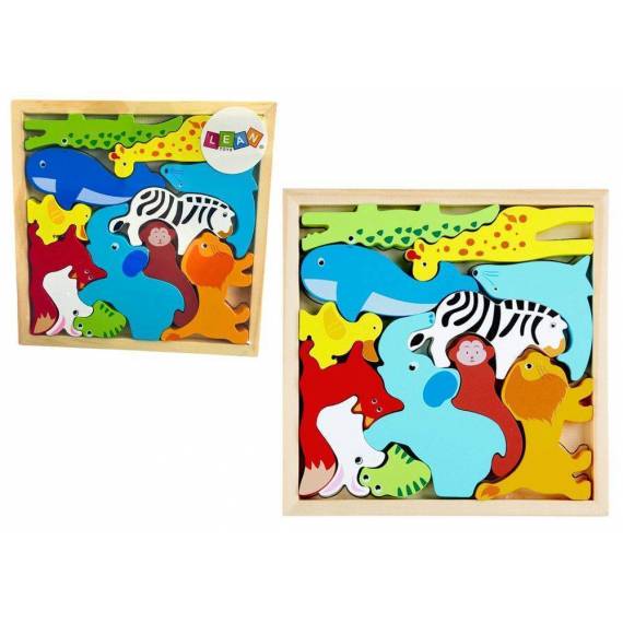 Wooden Puzzle Animals To Match Lion Rabbit