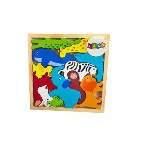 Wooden Puzzle Animals To Match Lion Rabbit