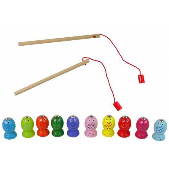 Wooden Fish Catching Game 2 Fishing Rods Kitten