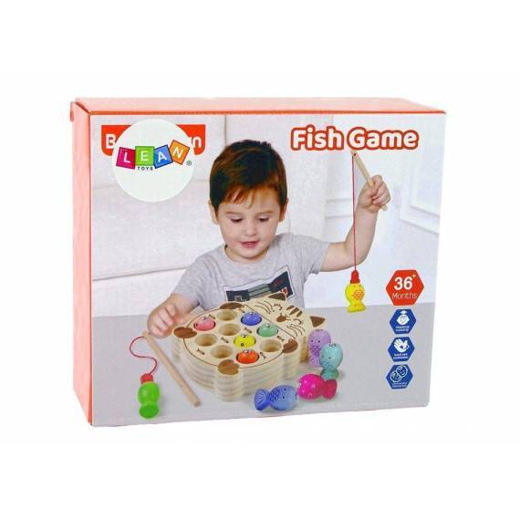 Wooden Fish Catching Game 2 Fishing Rods Kitten