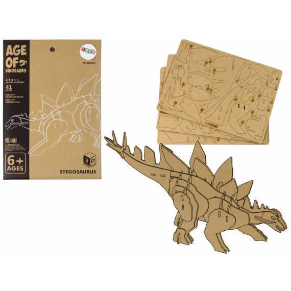 Wooden 3d Spatial Puzzle Stegosaurus Educational Assemblage 41 Pieces