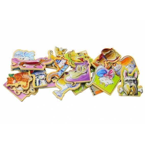 Set Of Wooden Magnets With Colorful Animals, 20 Pieces