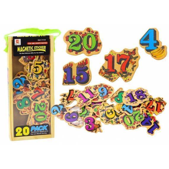 Set Of Wooden Number Picture Magnets, 20 Pieces