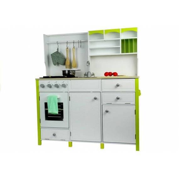 Wooden Kitchen - With An Oven And Accessories Green-white