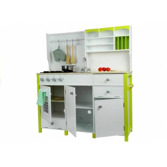 Wooden Kitchen - With An Oven And Accessories Green-white