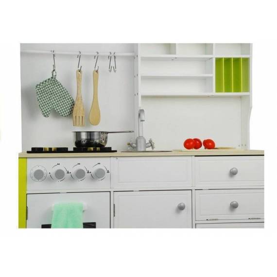 Wooden Kitchen - With An Oven And Accessories Green-white