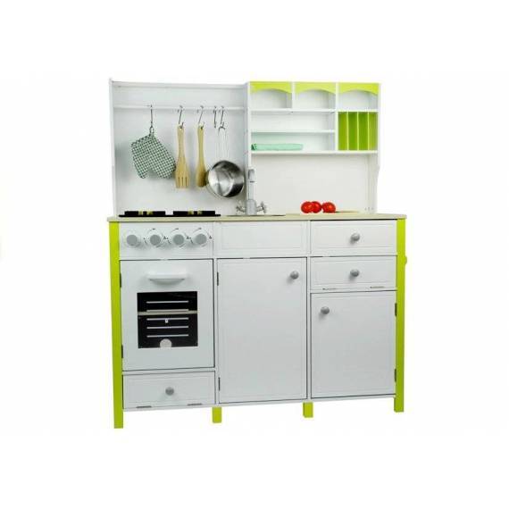 Wooden Kitchen - With An Oven And Accessories Green-white