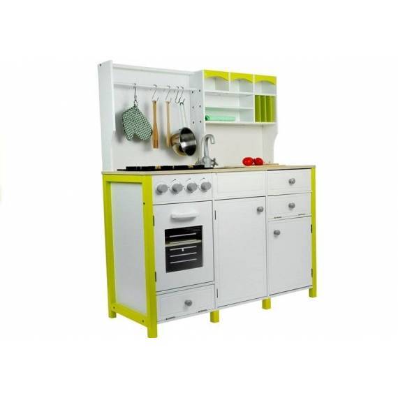 Wooden Kitchen - With An Oven And Accessories Green-white