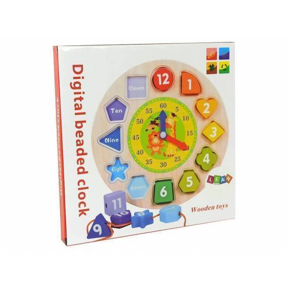 Wooden Educational Sorter Clock Learning Numbers Shapes Colours