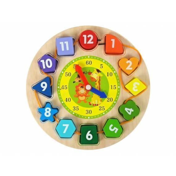 Wooden Educational Sorter Clock Learning Numbers Shapes Colours
