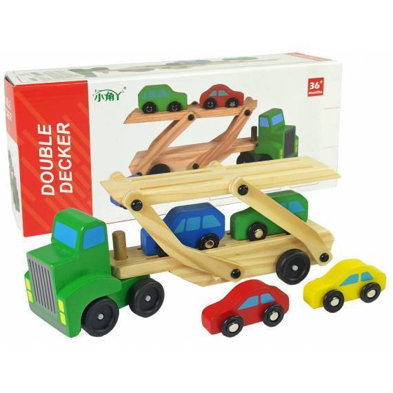 Wooden Green Truck With Trucks Blocks
