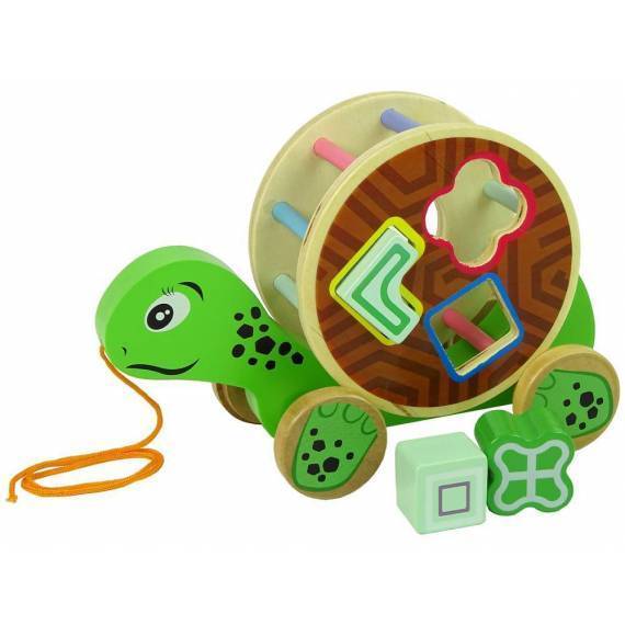 Wooden Block Sorter Turtle On Wheels