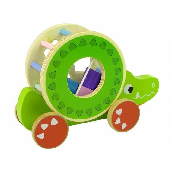 Wooden Block Sorter With Crocodile Pull On Wheels