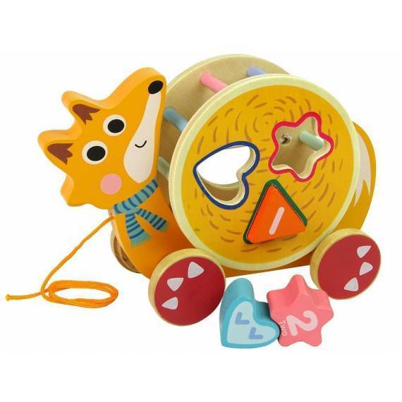 Wooden Blocks Sorter With Pull-on Wheels Fox