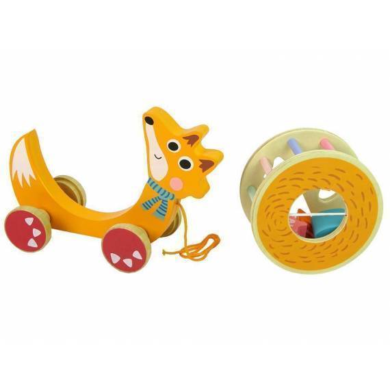 Wooden Blocks Sorter With Pull-on Wheels Fox