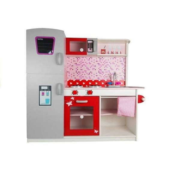 Wooden Kitchen Jolie Pink White Fridge Microwave