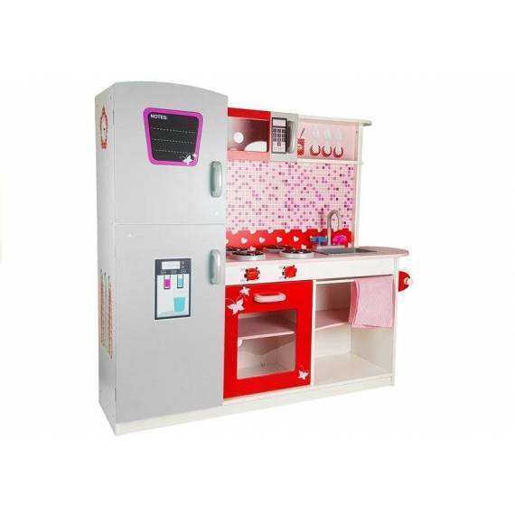 Wooden Kitchen Jolie Pink White Fridge Microwave