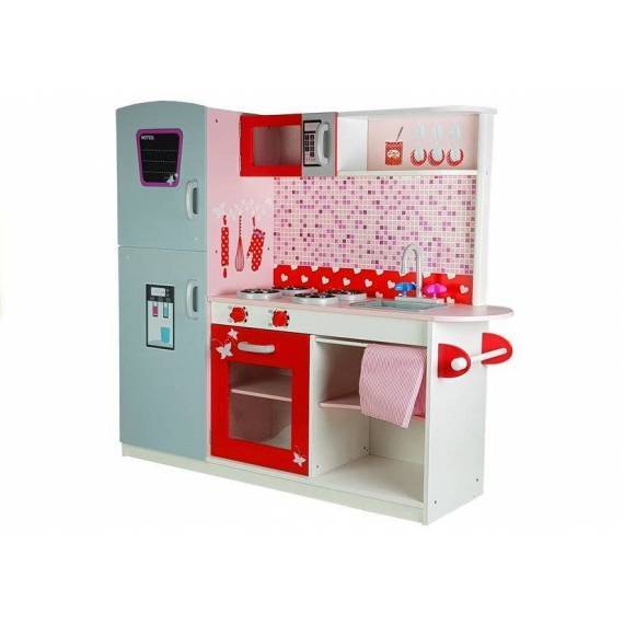Wooden Kitchen Jolie Pink White Fridge Microwave