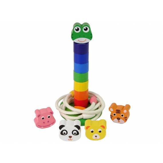 Wooden Pyramid String Puzzle Animals Educational Toy