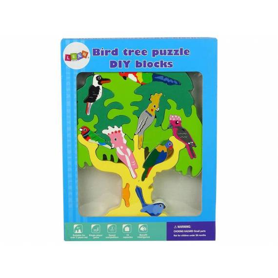 Wooden Tree Birds Parrots Puzzle Blocks