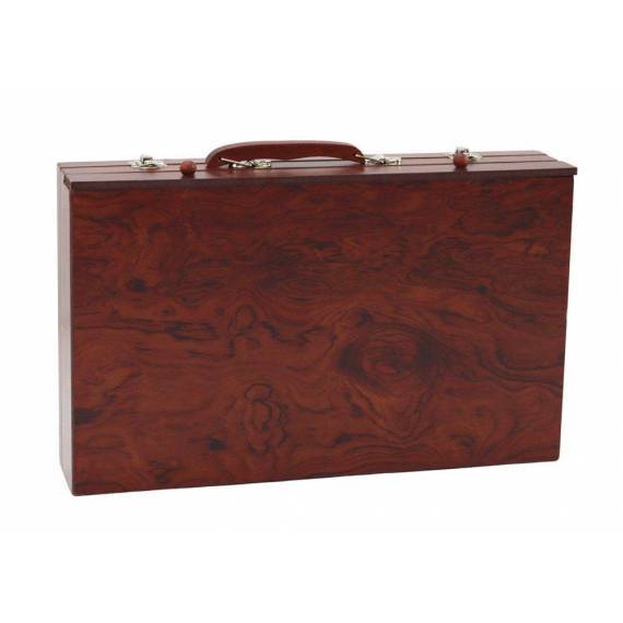 Art Set In Wooden Suitcase Crayons Pastels Paints