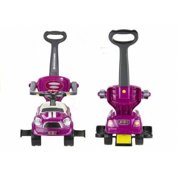 Coupe Car Manual Ride On With Parent Handle - Purple
