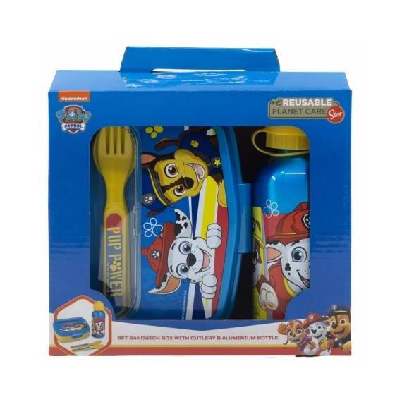 Paw Patrol Set Of Lunch Box With Cutlery + Bottle
