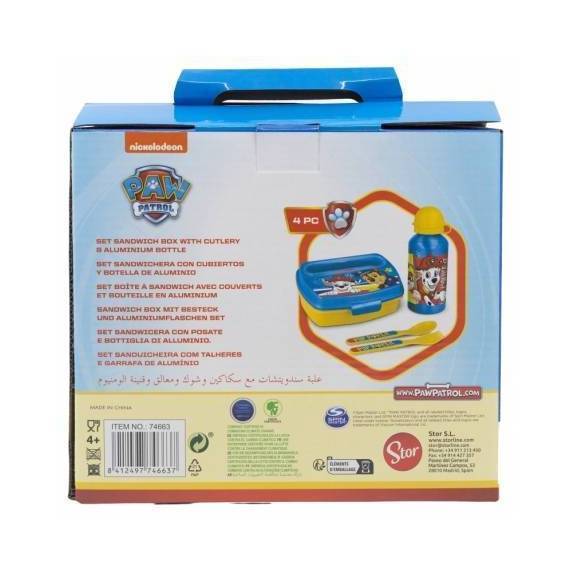Paw Patrol Set Of Lunch Box With Cutlery + Bottle