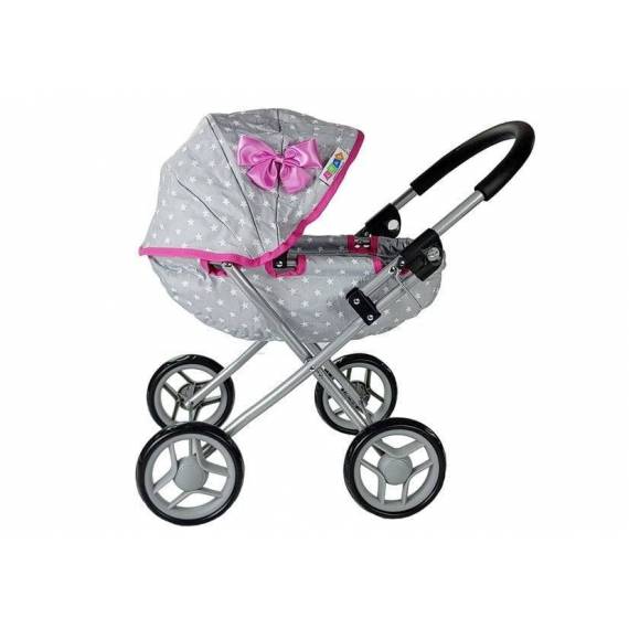 Doll Stroller - Alice Grey & Pink Star Pattern
