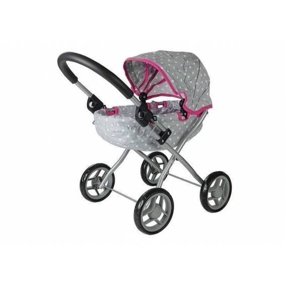 Doll Stroller - Alice Grey & Pink Star Pattern