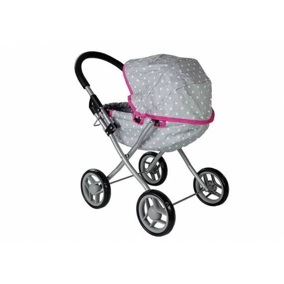Doll Stroller - Alice Grey & Pink Star Pattern