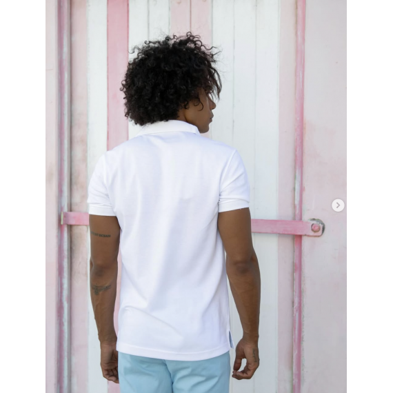 Polo “Cool-Fit” Men – White / Fluo orange embroidery