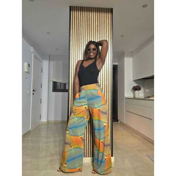 PRINT BRUSH Wide-leg Pants