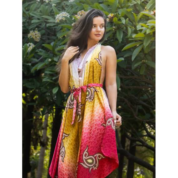 Safiya Silk Convertible Set Red & Gold Jumpsuit